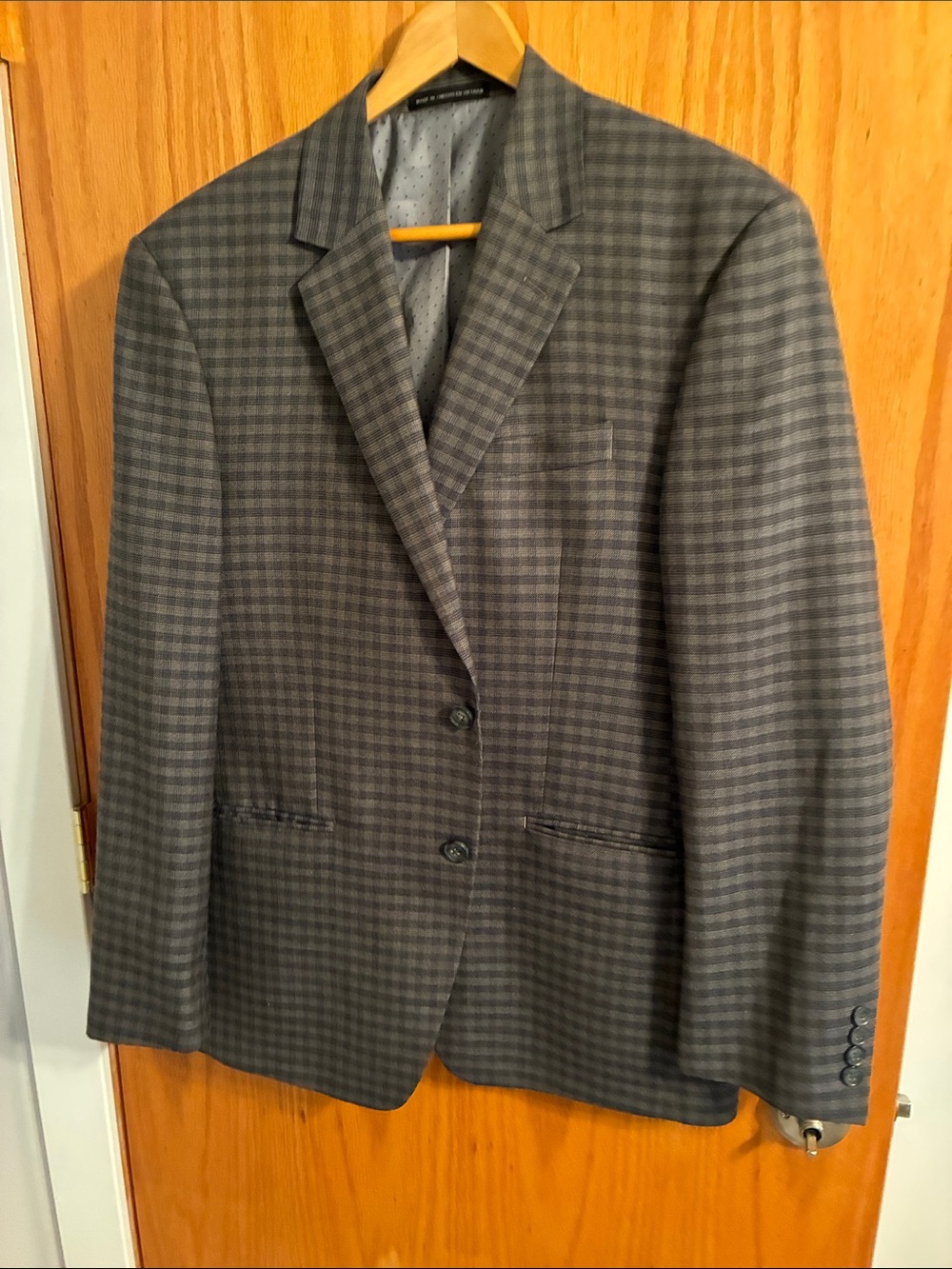 Perry Ellis Gray Plaid Two-Button Sport Coat